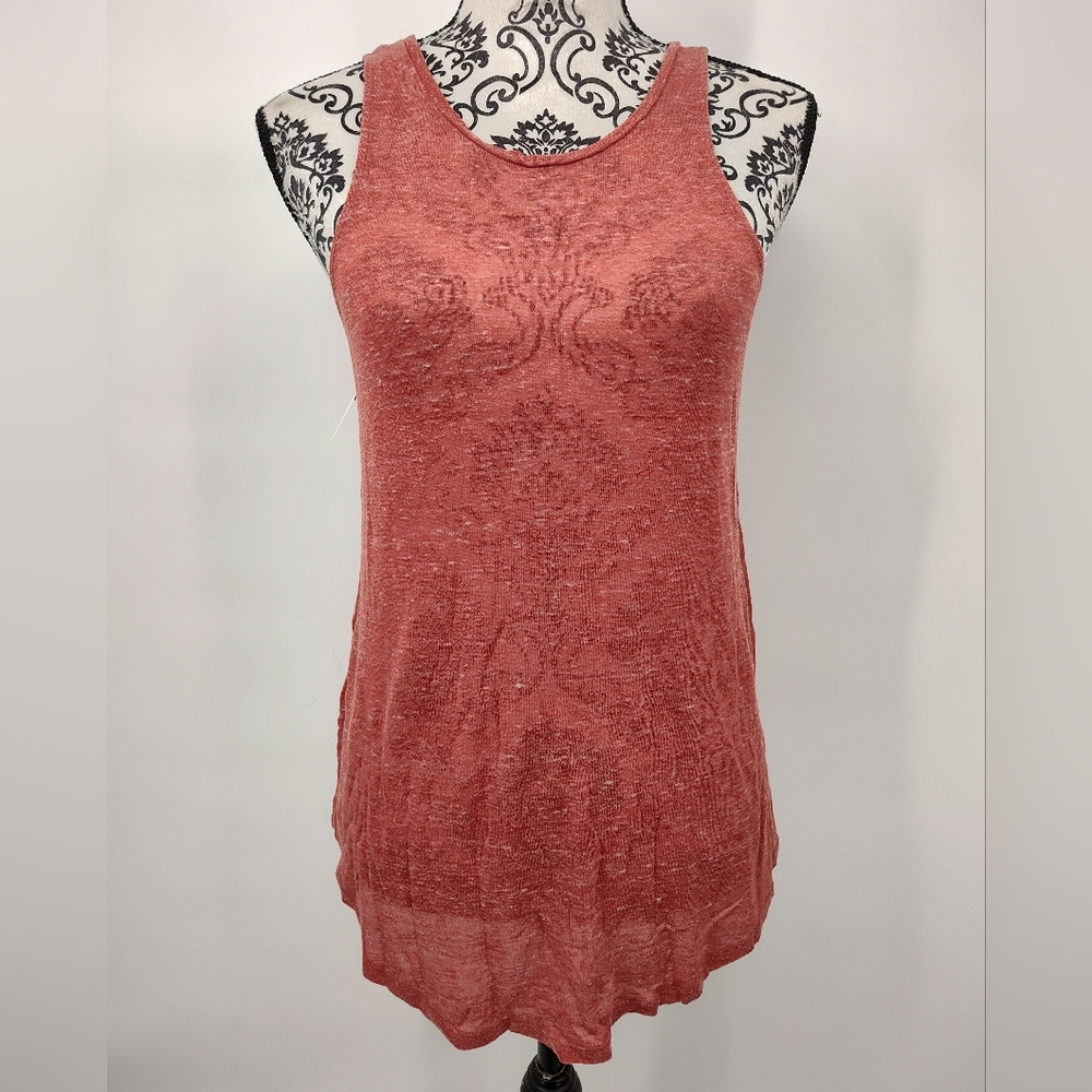 Old Navy Heathered Coral Women's Relaxed Fit Sheer Tank Top Size X Small